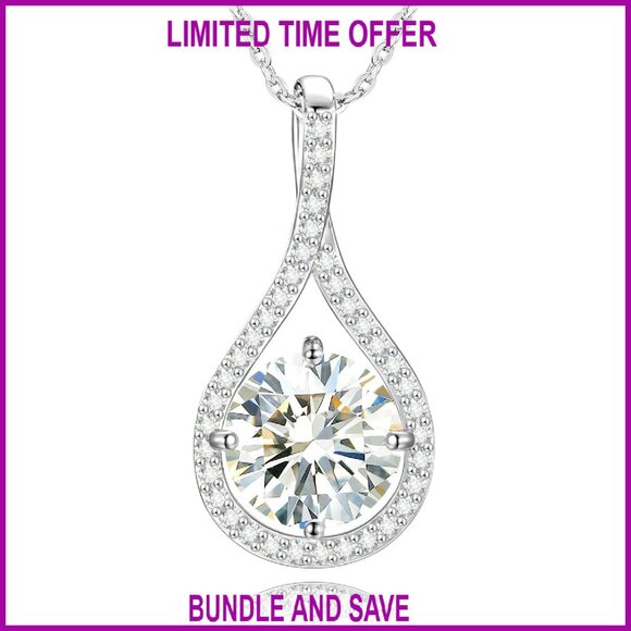 Sterling Silver Moissanite Pendant Necklace 0.5-6.0CT Anniversary Gift